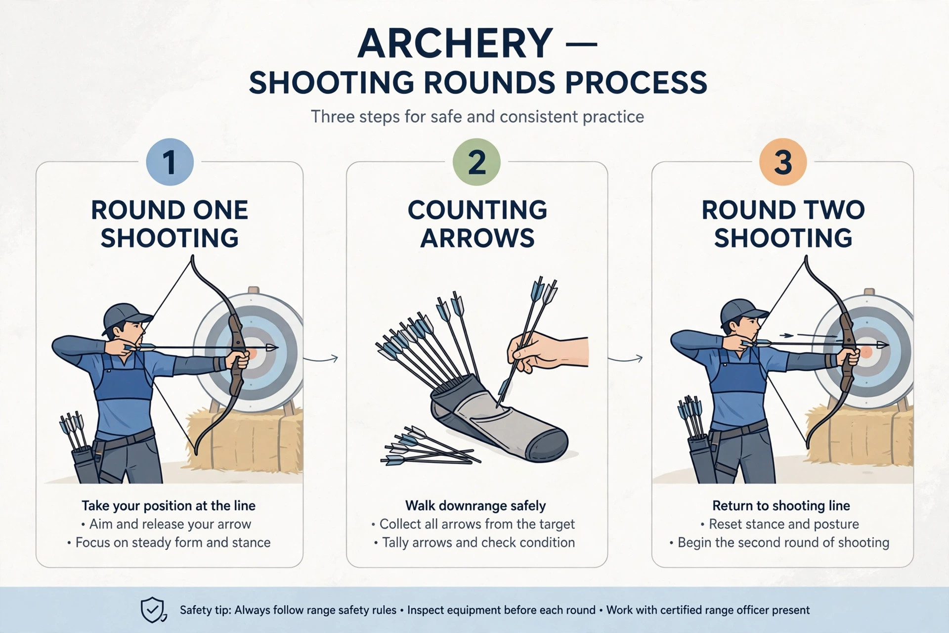 How teer works with first round and second round archery shooting