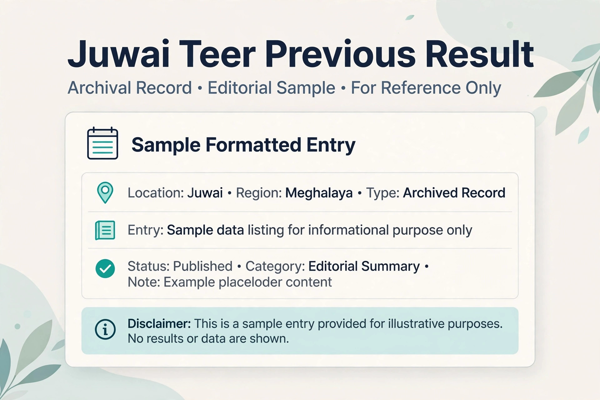Format of juwai teer previous result with FR SR and date explained