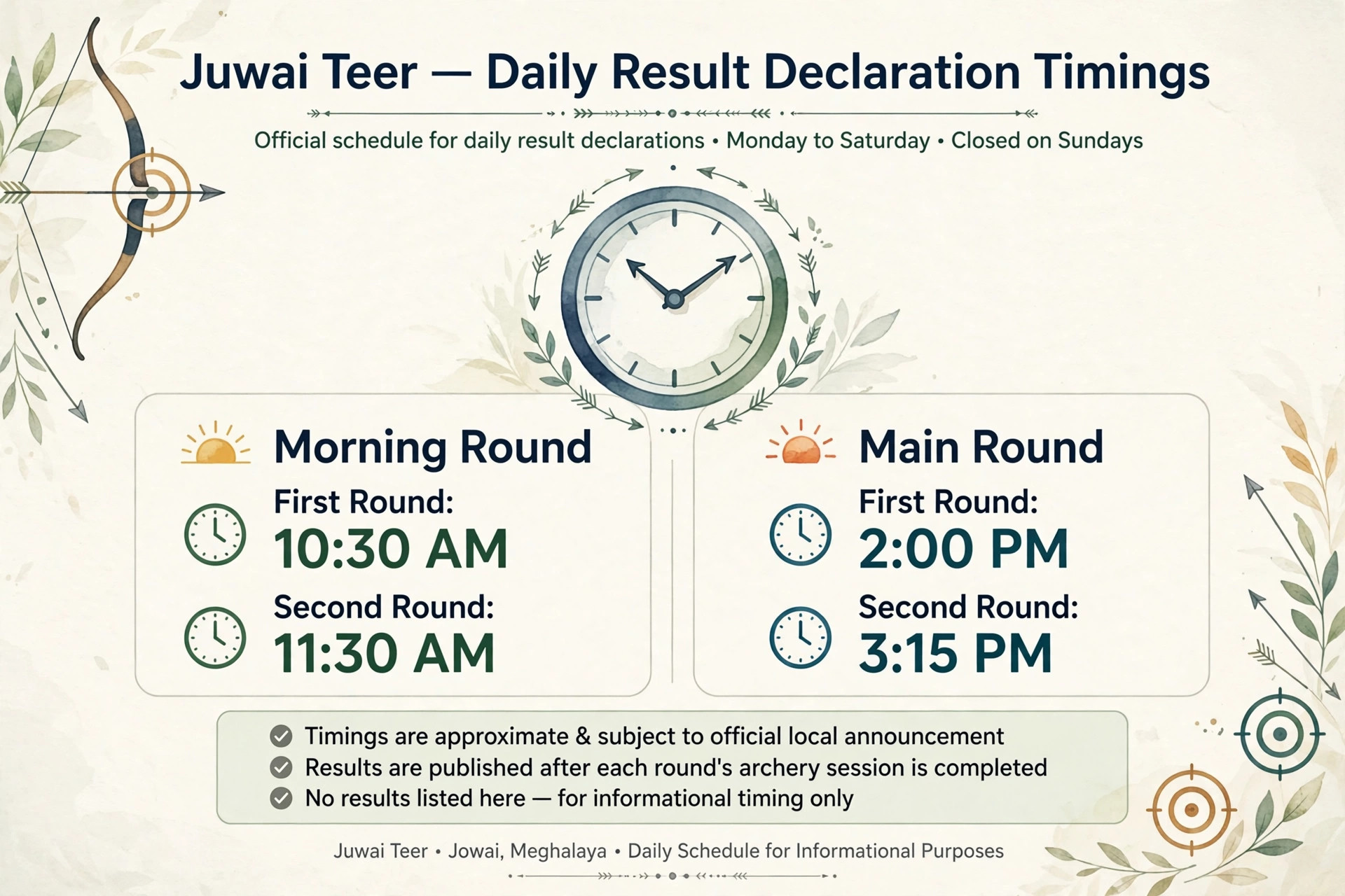 Daily declaration timings for the Juwai teer result