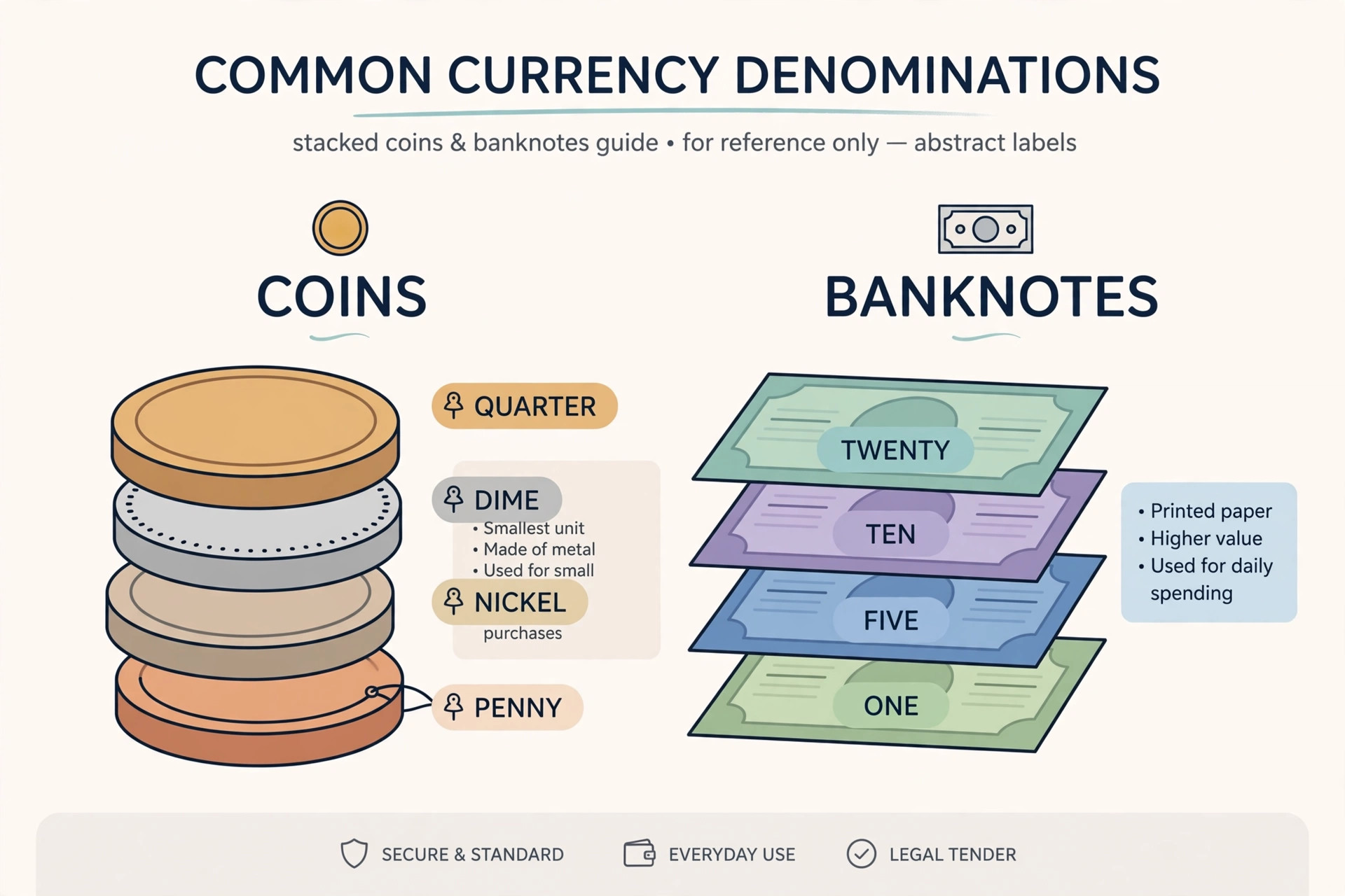 Common teer ticket denominations shown as stacked notes and coins